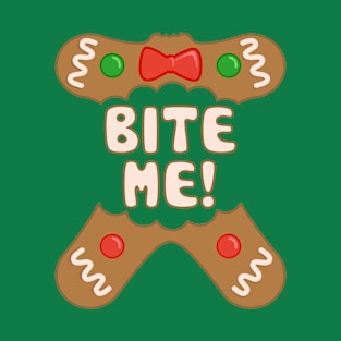 Funny Gingerbread Bite Me, Funny Ugly Matching Christmas Pajama T-Shirt