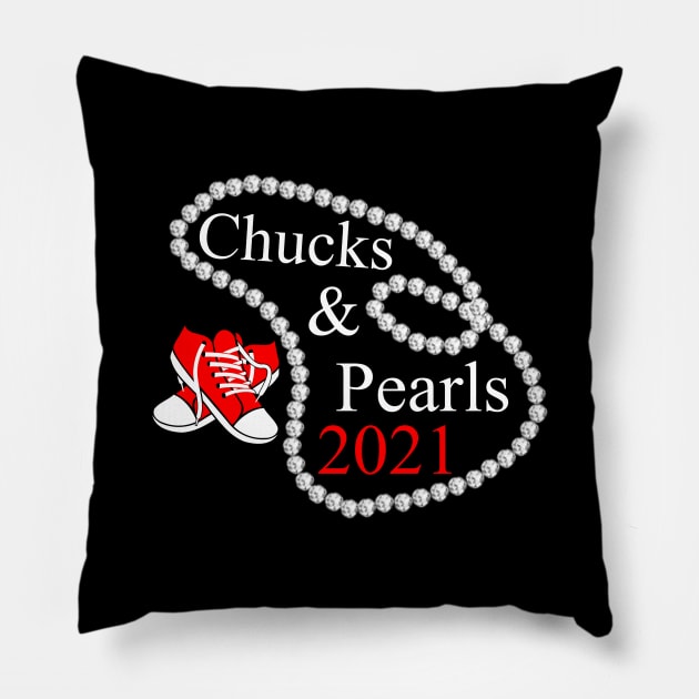 chucks and pearls 2021 kamala harris Pillow by Yoyo Star