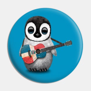 Baby Penguin Playing Dominican Flag Guitar Pin