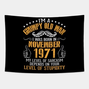 I'm A Grumpy Old Man I Was Born In Nov 1971 My Level Of Sarcasm Depends On Your Level Of Stupidity Tapestry