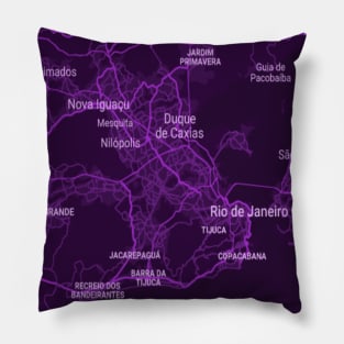 Rio de Janeiro purple map Pillow