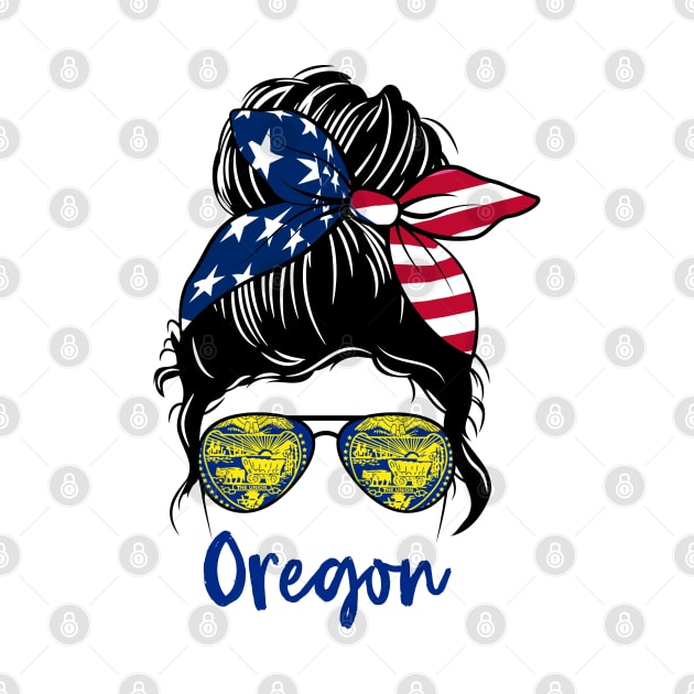 Oregon girl Messy bun , American Girl , Oregon Flag by JayD World