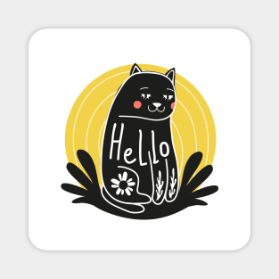 Hello - Cute black Cat Magnet