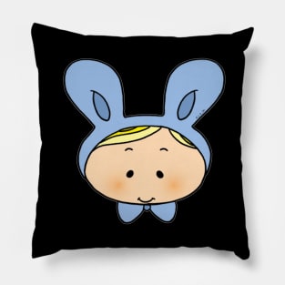 cute blue baby bunny hat Pillow