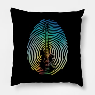 Fingerprint Bass Guitar Outline Colorful Theme Pillow