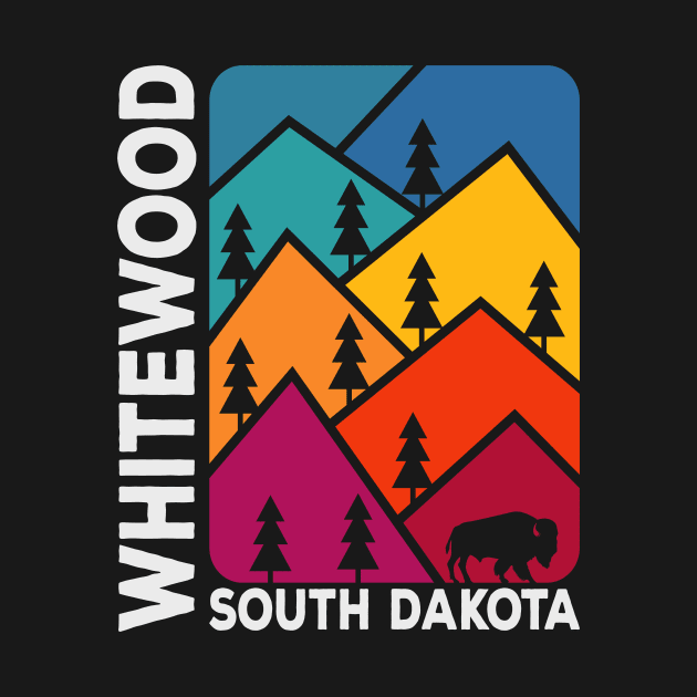 Whitewood South Dakota Vintage Mountains Bison by SouthDakotaGifts