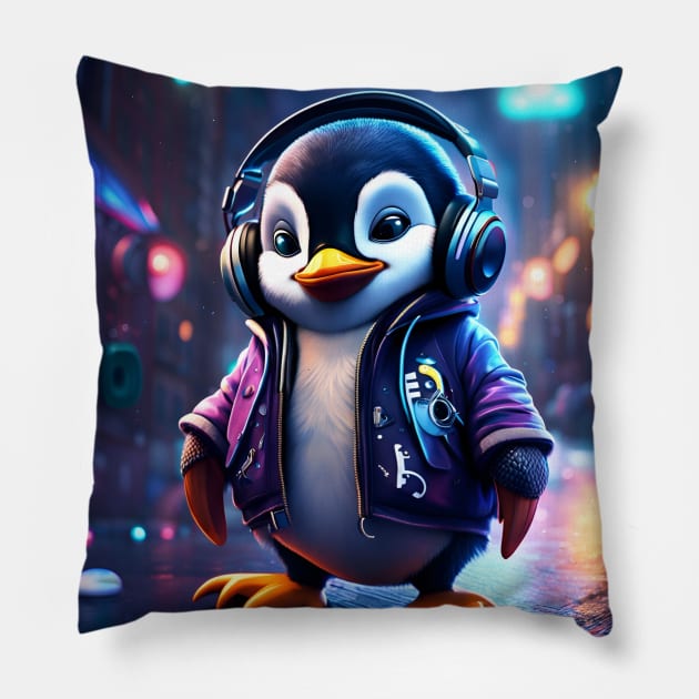 Hip-Hop Penguin Pillow by SmartPufferFish