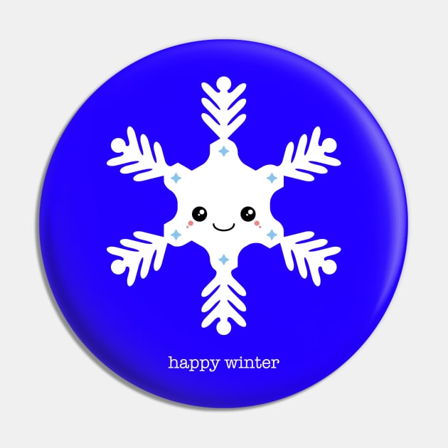 Happy Winter Kawaii Snowflake Pin by HolidayShirts