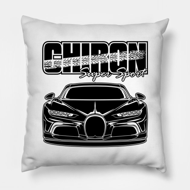 Chiron Super Sport - Black Print Pillow by WINdesign