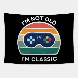 I'm not old, I'm Classic | Game Controller | Retro Hardware | Vintage Sunset | '80s '90s Video Gaming Tapestry