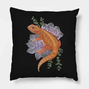 Bearded Dragon with Succulents Pillow