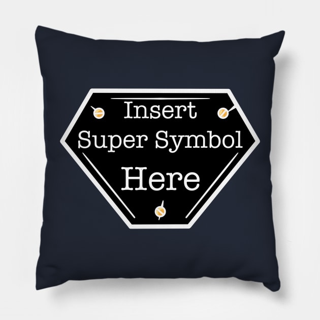 Superhero Logo BLACK Pillow by rocksandcolors