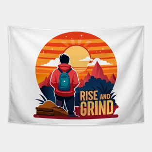 Rise and Grind - Sunrise Hustle Motivation Tapestry