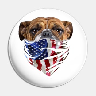 Patriot English Bulldog In Usa America Bandana Dog Pin