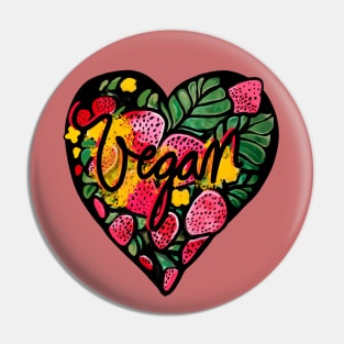 Vegan Heart Vegan Life Pin