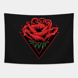 Retro Red Rose Tapestry