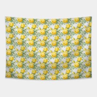 Yellow vintage rose print (small) Tapestry