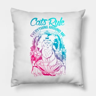 Dual Color Cats Rule Everything Around Me Pillow