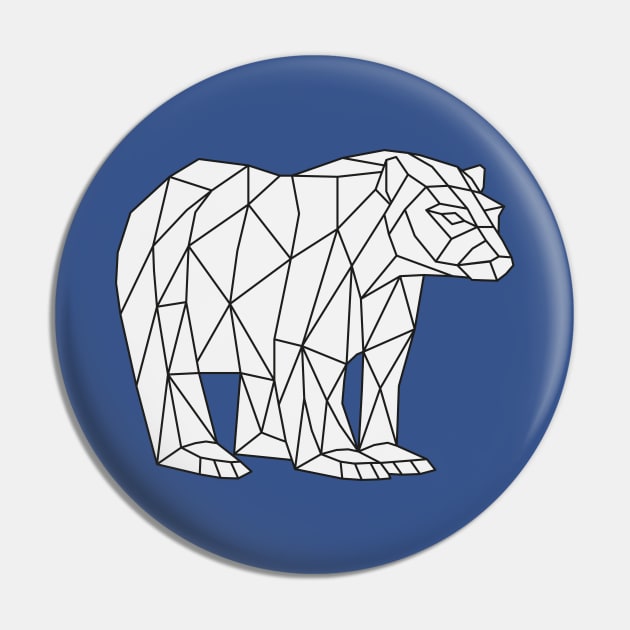 Low Poly Bear Outline on white Pin by shaldesign