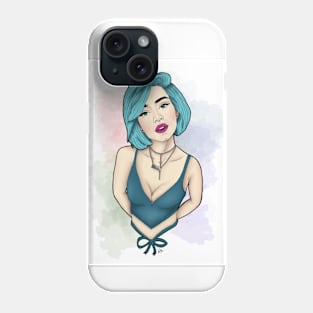 Bold Elegance: Blue-Haired Beauty Phone Case