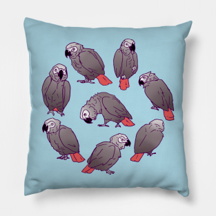 Man Pillow - African Grey Parrot Flock by Einsteinparrot