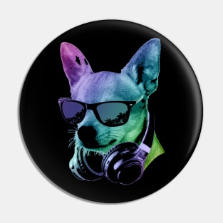 Dj Chiuahua With Headphones And Sunglasses Pin