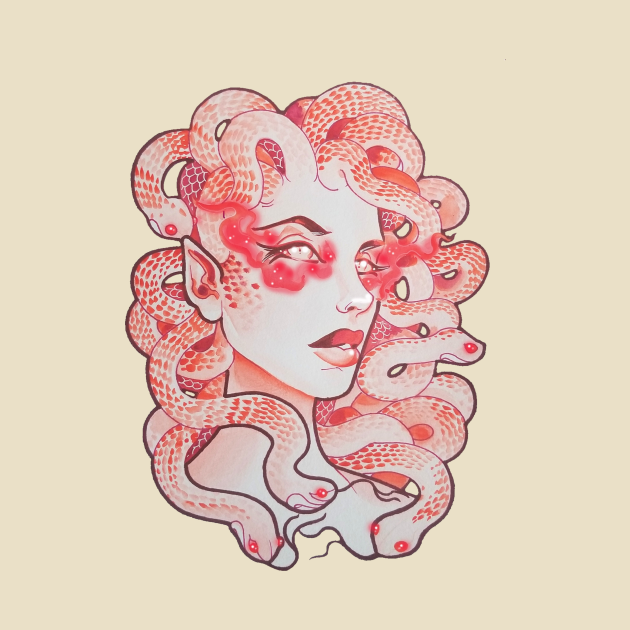 Red Medusa - Medusa - T-Shirt | TeePublic