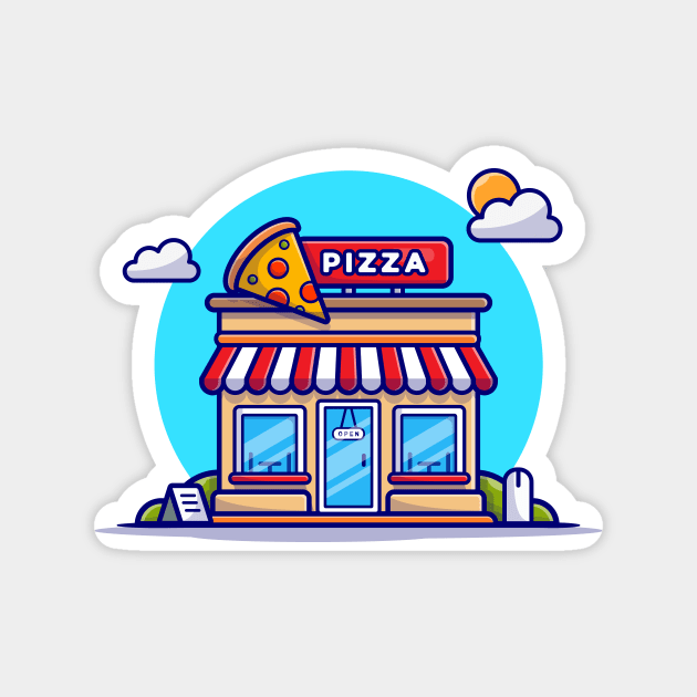 Pizza Shop Cartoon Vector Icon Illustration Magnet by Catalyst Labs
