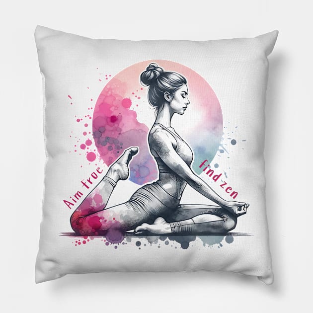 Yoga pose, yoga quote, zen, yoga inspiration tee Pillow by O.M.Art&Yoga