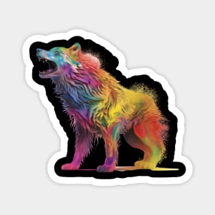 Beware The Rainbow Wolf Magnet