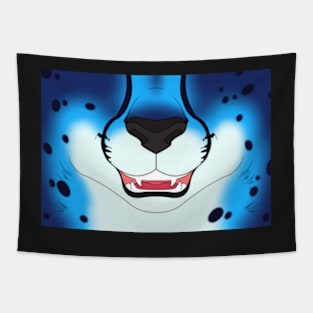 Blue Cheetah Face Tapestry