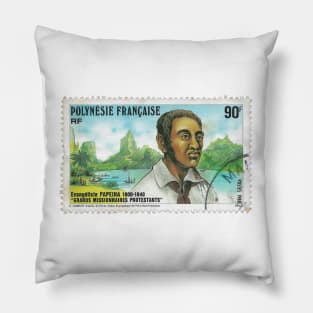 French Polynesian Stamp 1988 Pillow