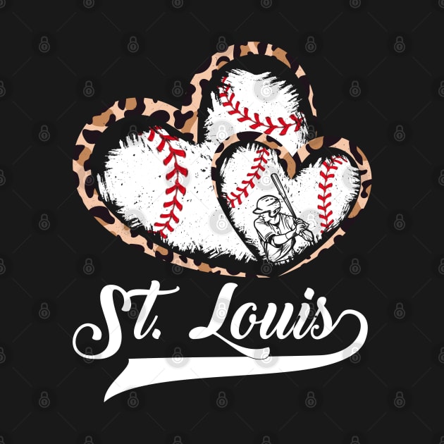 St. Louis, leopard, Twin hearts, baseball players, love baseball by Sandra Holloman