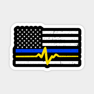 911 Dispatcher - Thin Blue Gold Line Flag Magnet