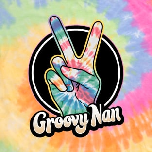 "Tie-Dye Groovy Nan Peace Sign"- Retro Cute Hipster Shrooms T-Shirt