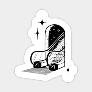 Space Escalator - Digital Drawing - B&W Magnet