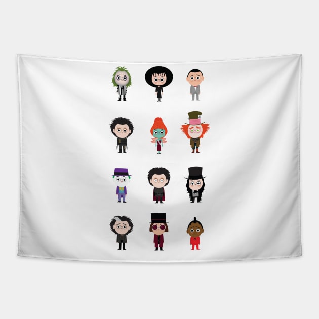 Tim Burton Friends Tapestry by Fall Down Tree