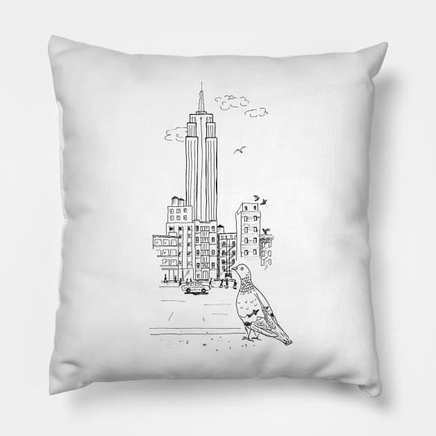 Empire State Pigeon Pillow by Das Brooklyn