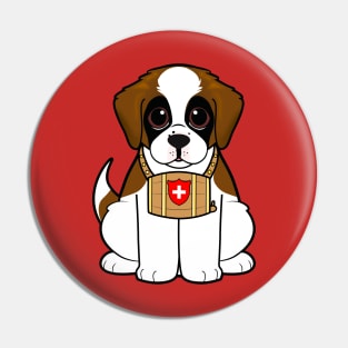 Cute St. Bernard Puppy with Barrel Pin