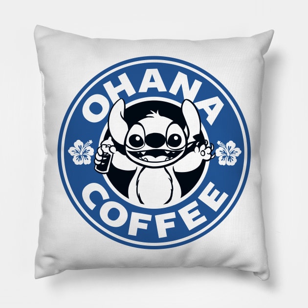 Ohana Coffee - Blue Version Pillow by Ellador