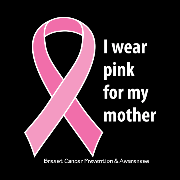 Breast cancer ribbon for mother, with white type by Just Winging It Designs