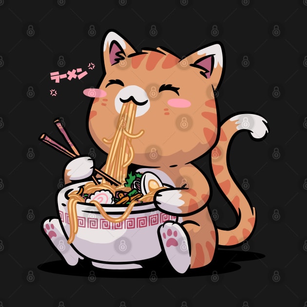 Cat Ramen Kawaii Neko Bowl Anime Otaku Caramel Cat by vo_maria