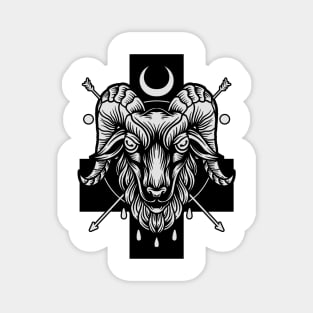 Celestial Satanic Cross Goat Magnet