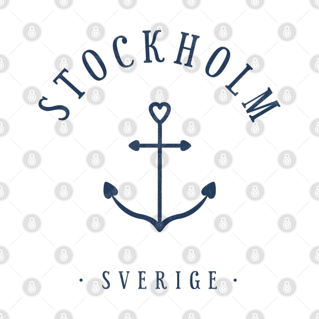 Stockholm capital of Sweden Anchor Vintage Design by 66LatitudeNorth