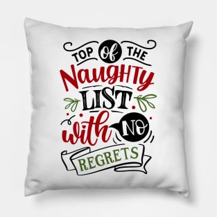 Naughty List Christmas Graphic Santa Funny Ugly Sweater Xmas Pillow