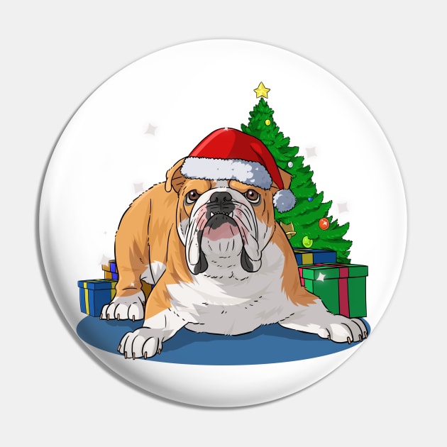 English Bulldog Merry Christmas Pin by Noseking