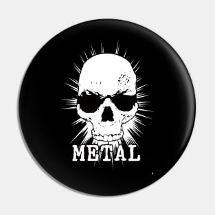 White skull, metal music. Pin