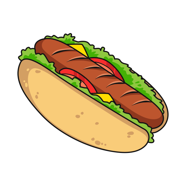 Hot dog cartoon illustration by Miss Cartoon