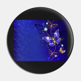 Blue Background with Sapphire Butterfly Pin