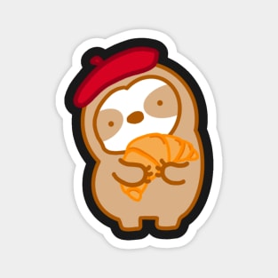 Cute Parisian Croissant Sloth Magnet